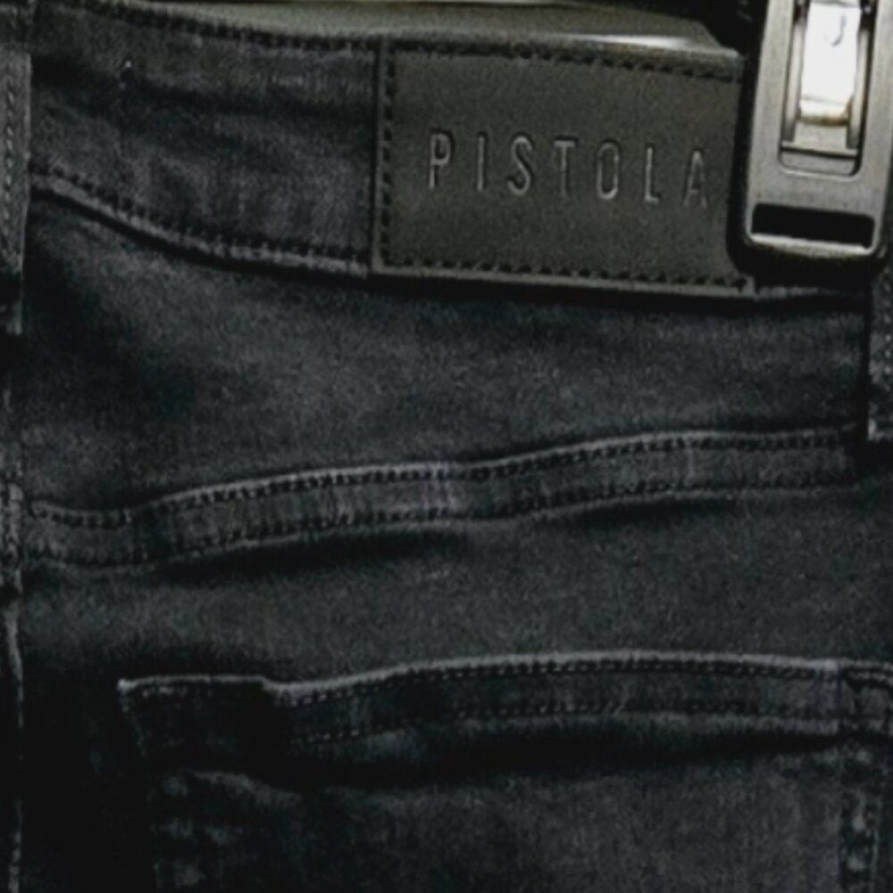 NWOT PISTOLA BLACK DENIM COTTON SPANDEX BLEND SKINNY HIGH RISE JEANS WAIST 27" - Picture 6 of 10